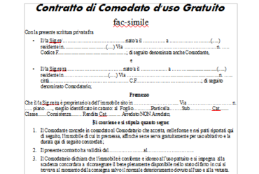 Comodato d’uso gratuito: Come funziona e Fac-simile da scaricare.