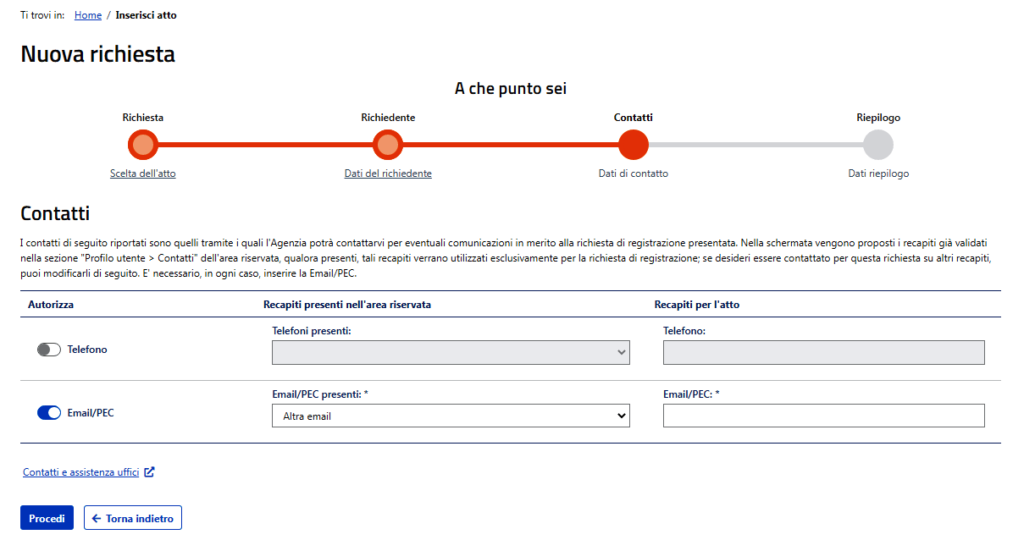 Registrazione del comodato online: Facile in 8 punti. 6 reg. comodato 3