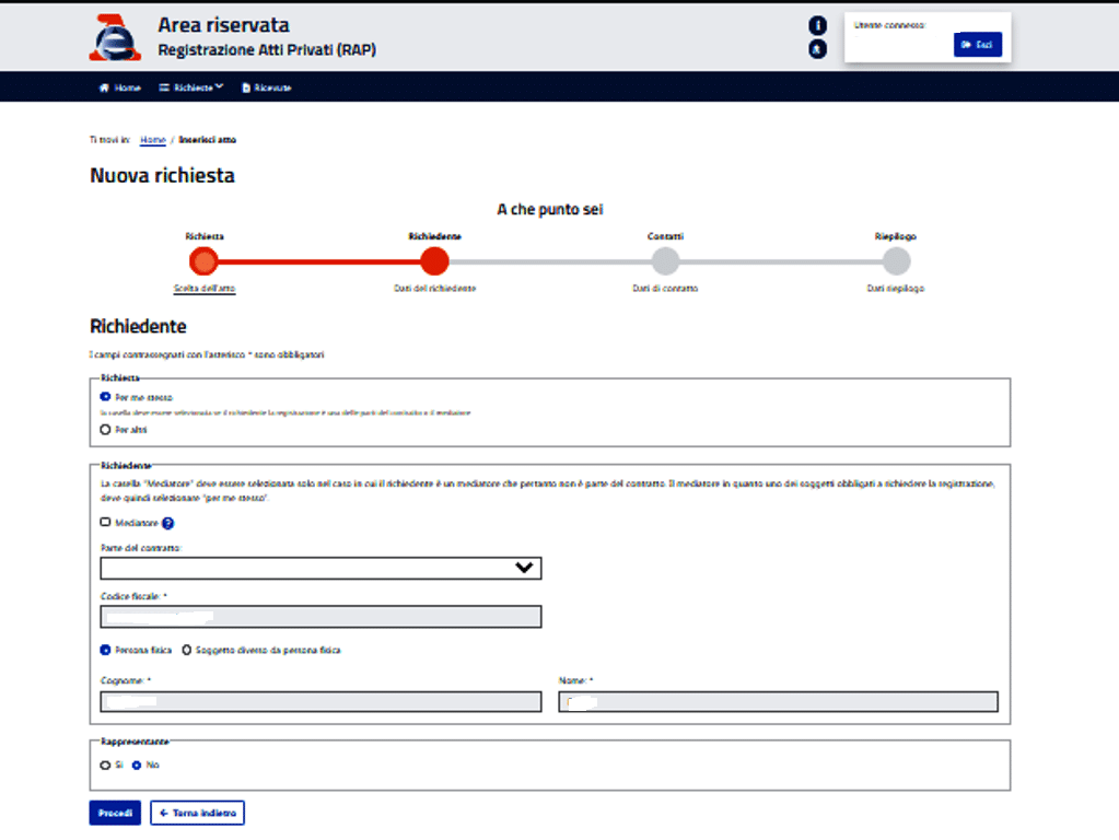Registrazione del comodato online: Facile in 8 punti. 5 reg. comodato punto 2 1